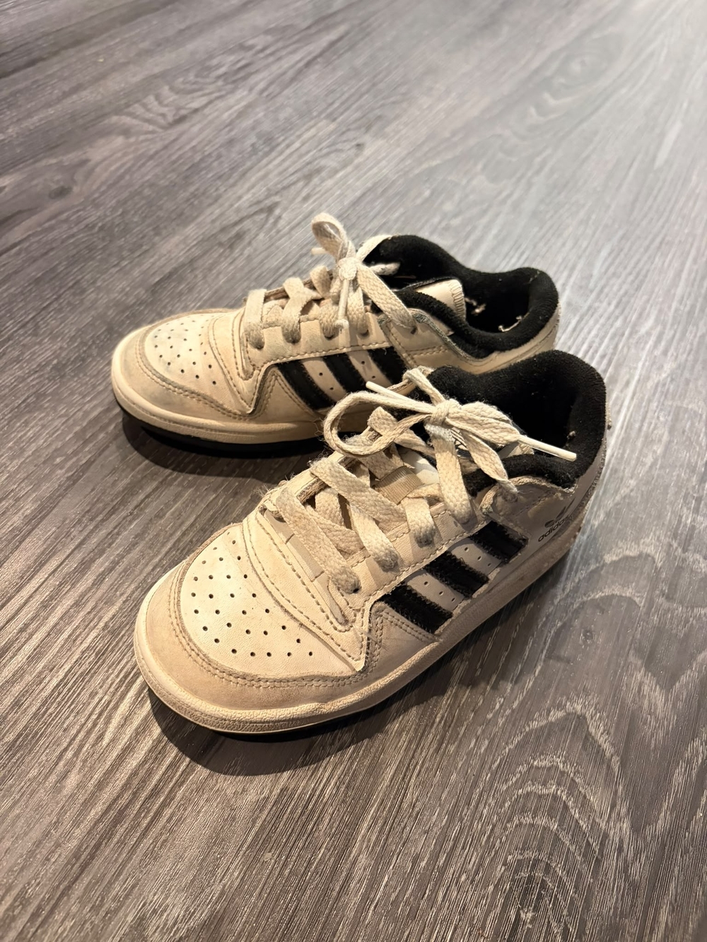 adidas Kids Beige and Black Court-Style Sneakers